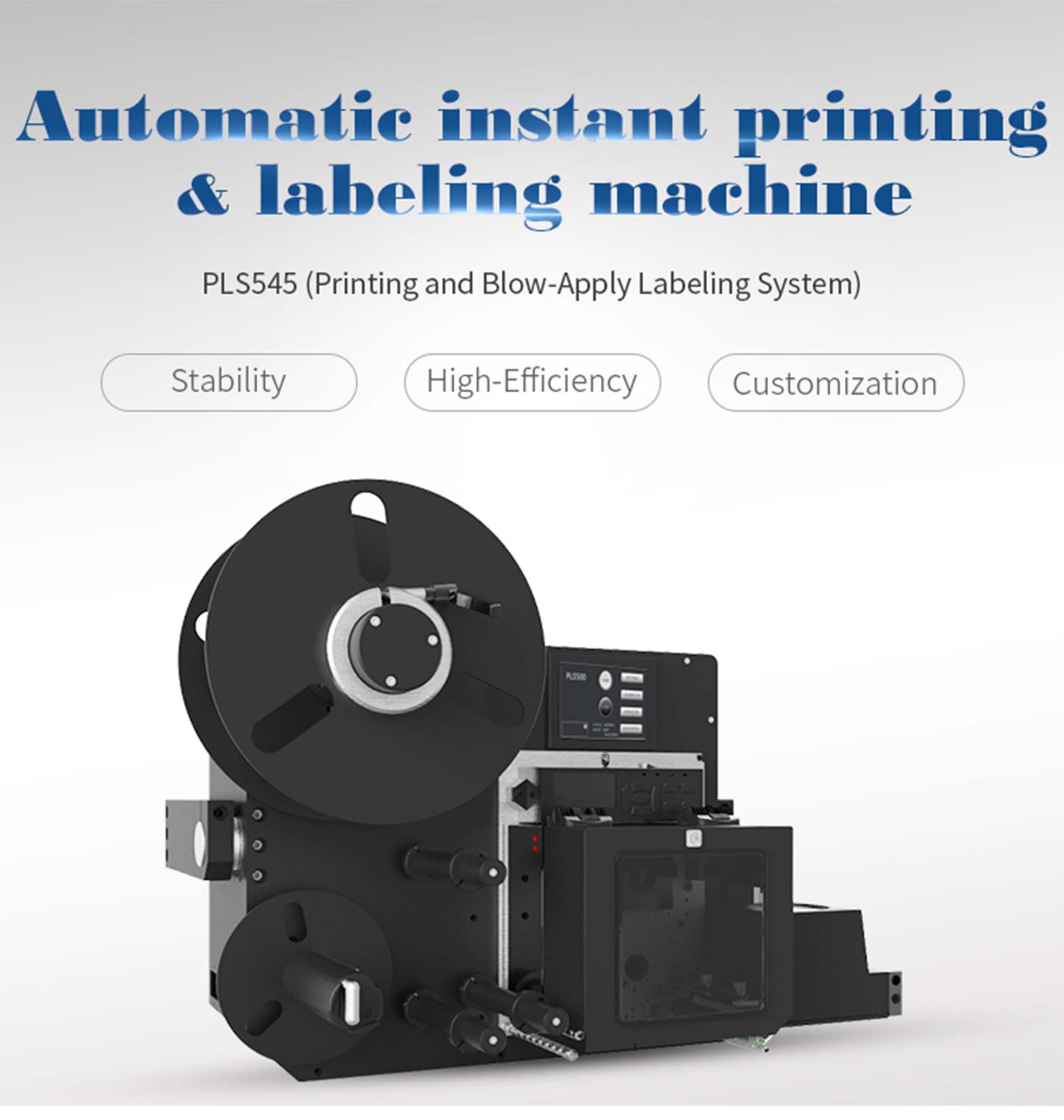 Real Time Print and Blow-Apply Labeling System PLS54C